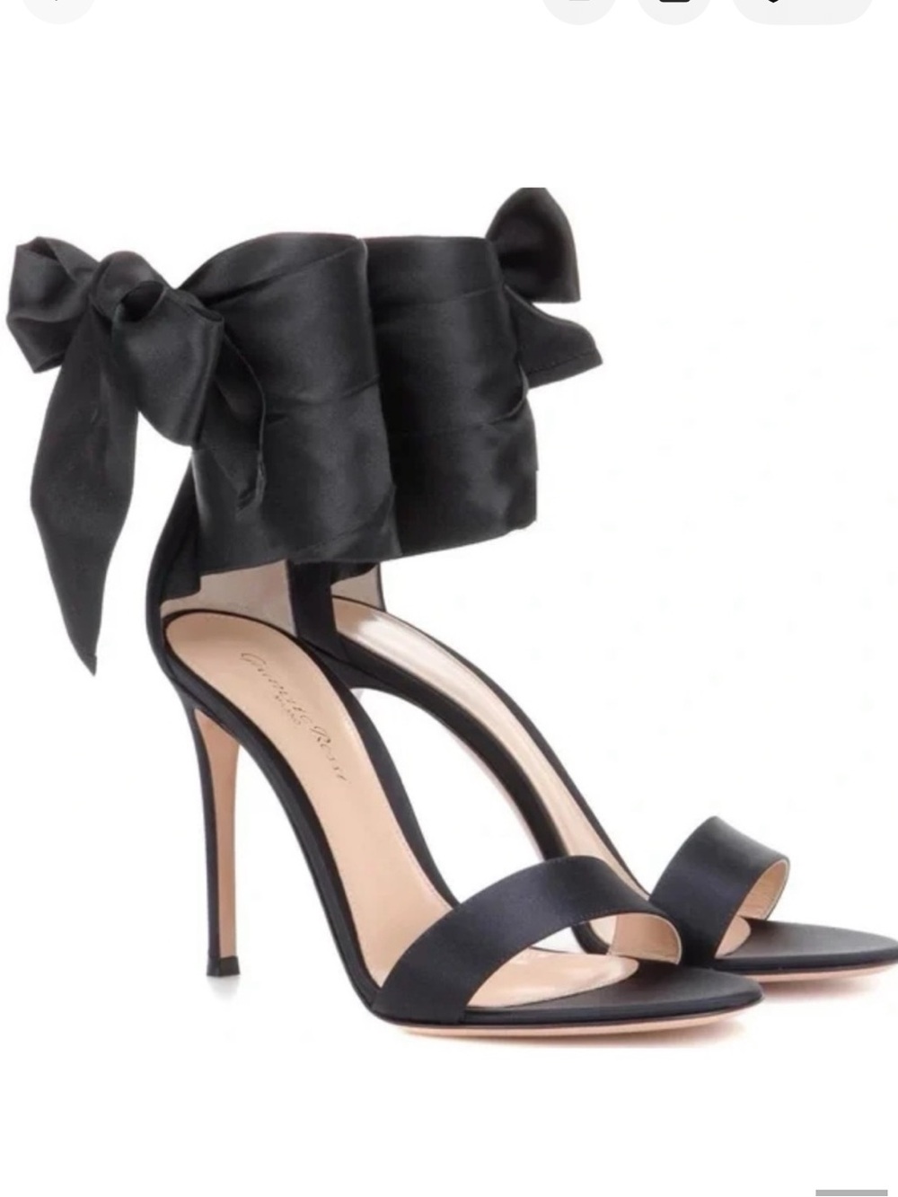 Gianvito Rossi Gala Black Satin Ankle Wrap Stiletto Sandals Heels 38